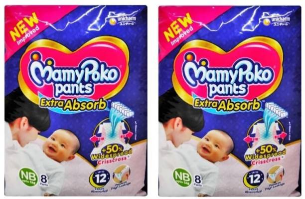 MamyPoko Pants Extra Absorb Baby Size ( NB 8+8 Pieces ) Diapers - New Born