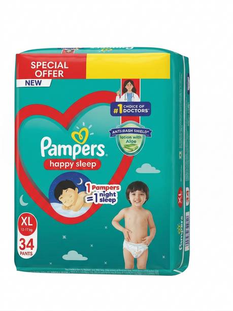 Pampers Happy Sleep Pant Style Baby Diaper, 1 Night Sleep with Anti Rash Shield - XL