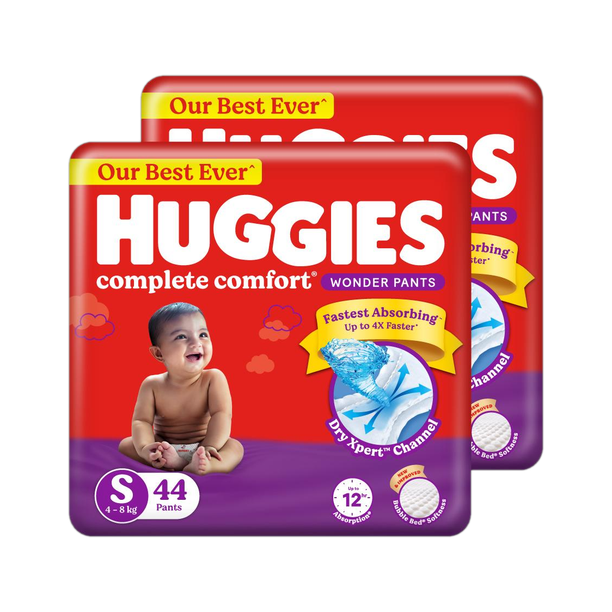 Huggies Complete Comfort Wonder Pants| India's Fastest Absorbing Diaper |S 44 X 2 |88 - S