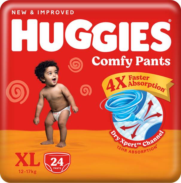 Huggies Comfy Baby Diaper Pants, Upto 50% Faster Absorption - XL