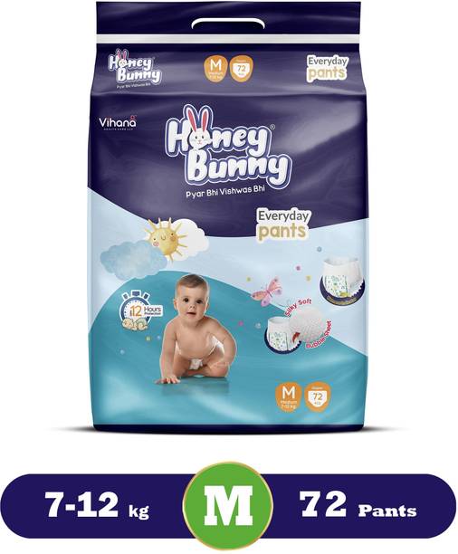 HONEY BUNNY Baby Diaper Pants with bubble top sheet| Extra Soft | 12 Hour protection - M