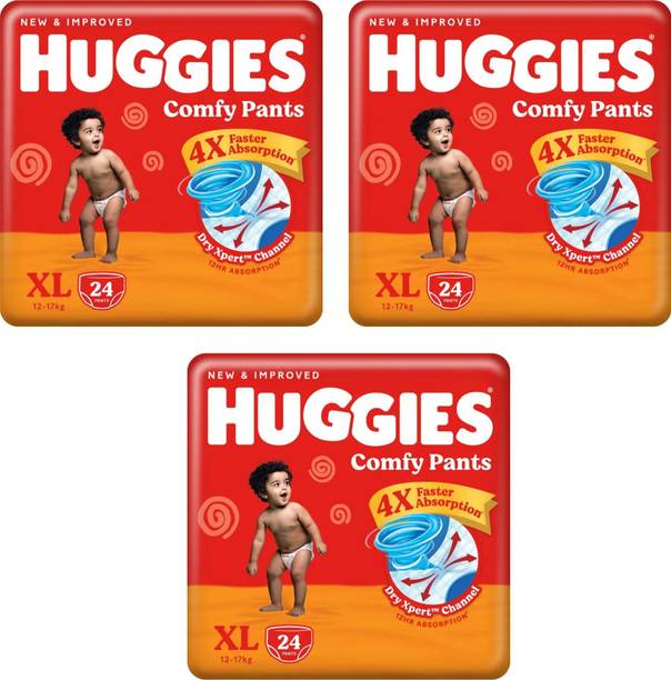Huggies Wonder Pants Extra Large (XL) Size Baby Diaper Pants XL-24 (PACK OF 3) Pant Diapers - XL