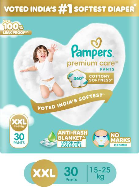 Pampers Premium Care Pants XXL 30 | No Marks | Indias Softest Diaper - XXL 30 Pieces