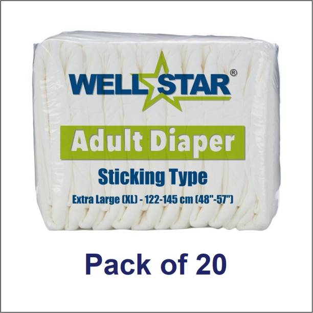 Wellstar Adult Diapers (Extra Large) - Pack of 20 Pieces Adult Diapers - XL
