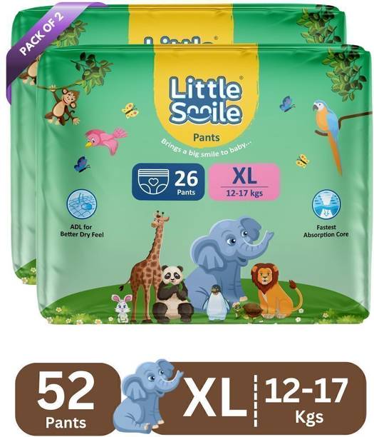 Little Smile Baby Pants Extra Absorb Diapers - Extra Large -52 Pieces -Pack of 2 - XL