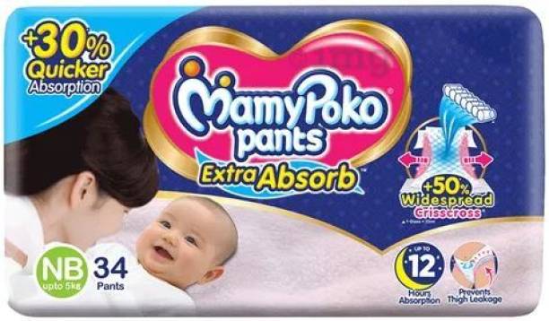 MamyPoko Pants Extra Absorb New Born Size NB - 34 Diapers - New Born