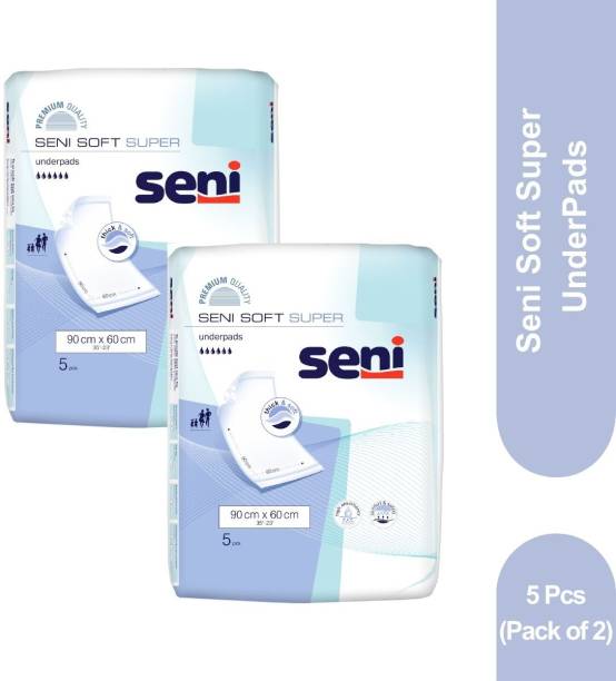 Seni Soft Super Underpads 5 Pieces (90 x 60 Cm) (Pack of 2) Adult Diapers - XXXL
