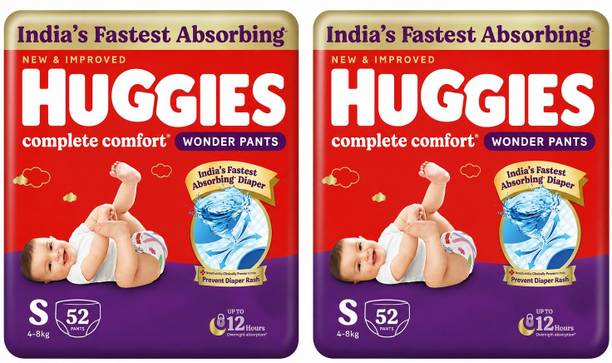 Huggies Wonder Pants Monthly Box Diapers, New Born (NB) Size, 64 Count, Up to 5 kg Pant Diapers - S