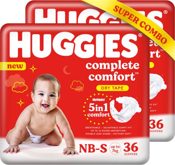 Huggies Dry Tape - Up to 2x Faster Absorption - Up to 12 Hours Overnight Absorption | - New Born