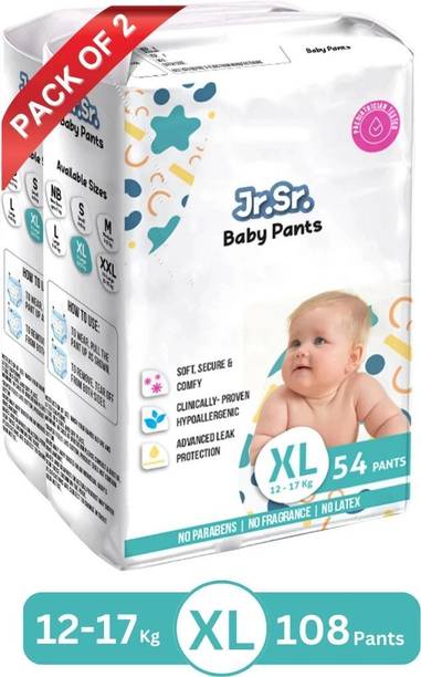 Jr. Sr. Baby Diaper Pants with Advanced Leak Protection | Soft & Comfortable | Pack of 2 - XL