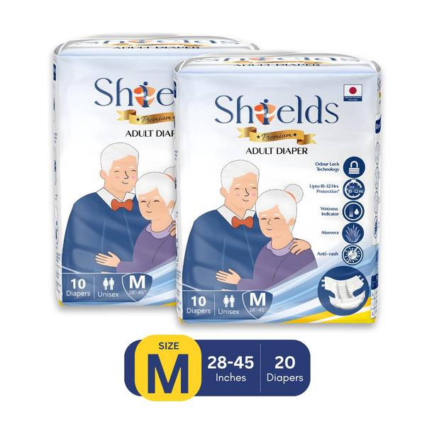 Shields Premium Tape Style | Pack of 2 | Adult Diapers - M