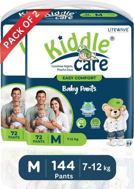 Kiddle Care Easy Comfort Baby Diaper Pants | Medium (M) | 7-12 Kg | Pack of 2 - M