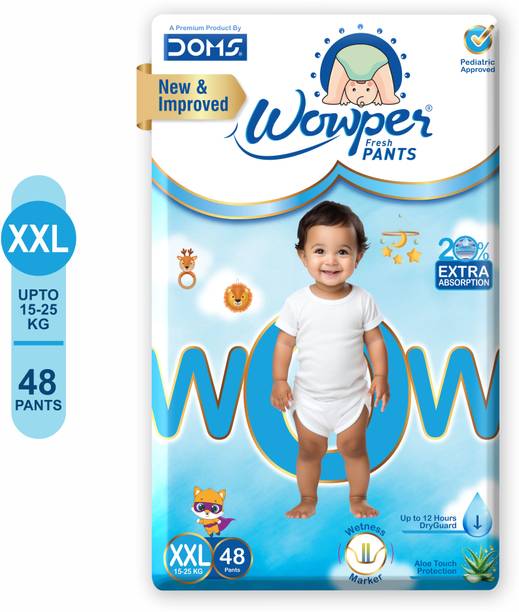 Wowper Fresh Baby Diapers Pants | Wetness Indicator | Upto 10 Hrs Absorption | 15-25 Kg - XXL