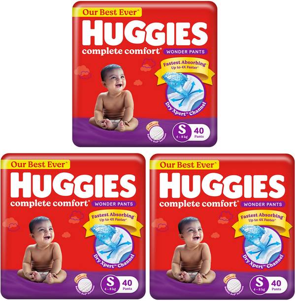 Huggies Wonder Pants Small (S) Size Baby Diaper Pants S-40 (PACK OF 3) - S