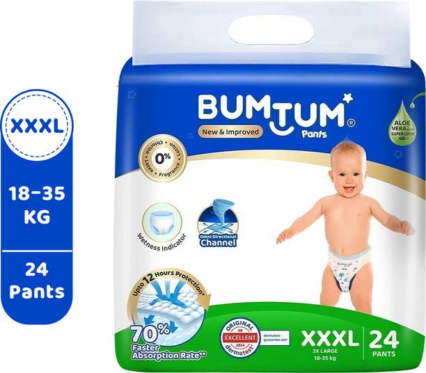 BUMTUM Baby Diaper Pants Double Layer Leakage Protection High Absorb Technology Pant Diapers - XXXL
