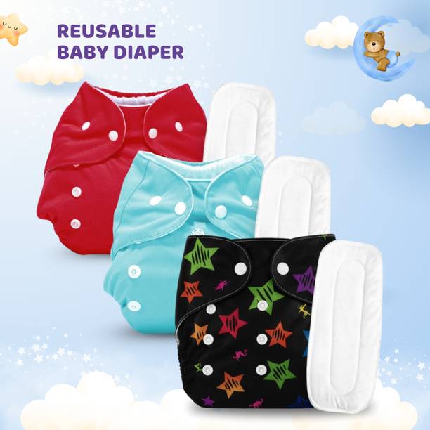 Tishara Soft Baby Cloth Diapers | Reusable, Washable Nappies for Babies - S - M
