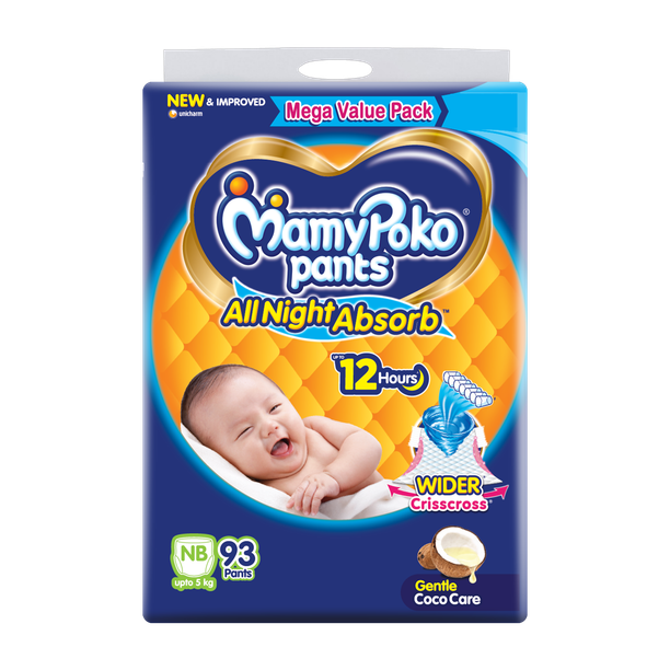 MamyPoko Pants All Night Absorb,Coco Care & 12hr Leakage Protection - New Born