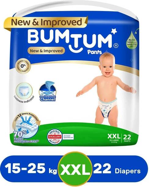 BUMTUM Baby Diaper Pants with Double Leakage Protection(22 Count, XX-Large Pack of 1) - XXL