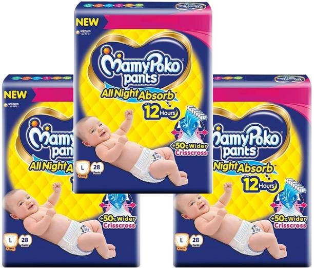 MamyPoko All Night Deep Absorb Baby Diaper Pants Large Size (Pack of 3) - L
