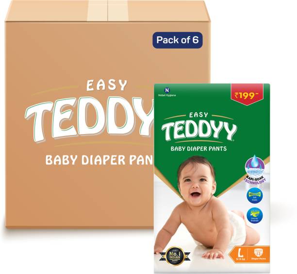 TEDDYY Baby Diapers Pants Easy Large 72 Count - L