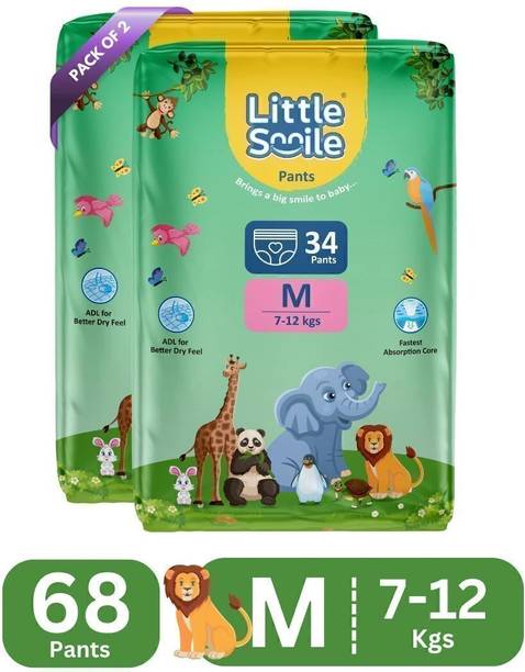Little Smile Better Dry Feel Baby Diaper Pants | Pack of 2 - M