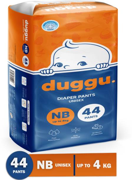 Duggu Baby Diaper Pants | UP to 10 hrs Absorption | Up to 4 Kg| New Born-44 Pcs - New Born