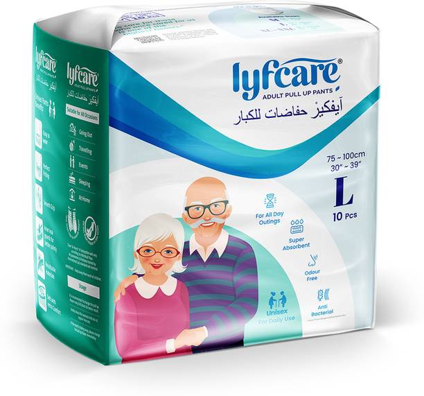 lyfcare Pull-Up Pants | Waist Size (30-39 Inch) Adult Diapers - L