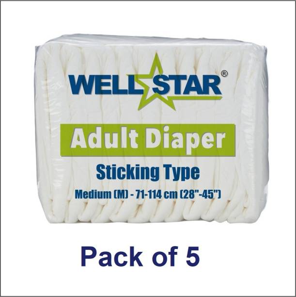 Wellstar Adult Diapers (Medium) - Pack of 5 Pieces Adult Diapers - M