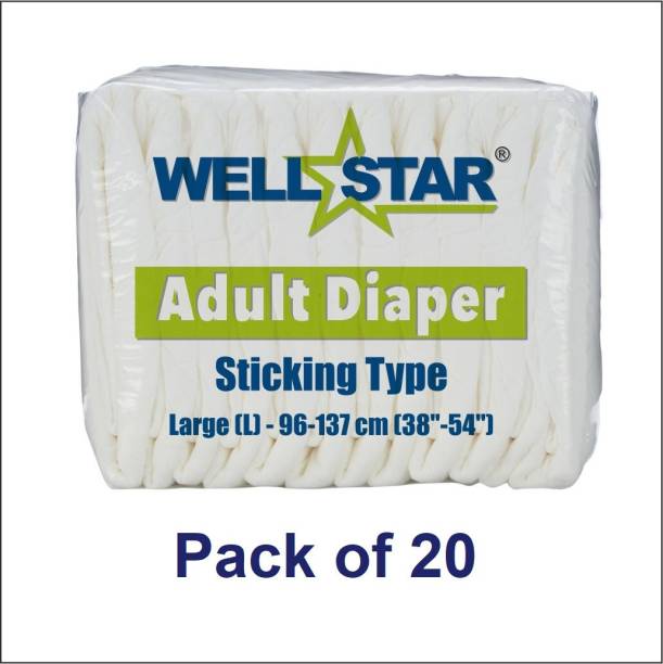 Wellstar Adult Diapers (Large) - Pack of 20 Pieces Adult Diapers - L