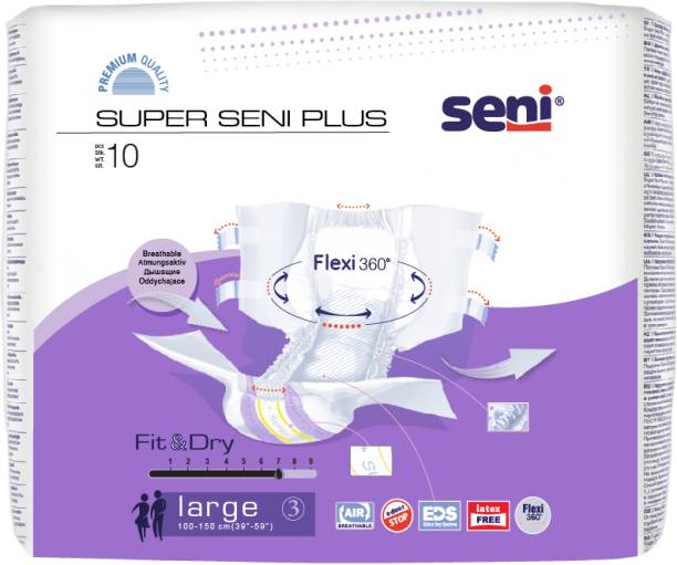 Seni Super Plus Breathable Adult Diapers - Large (10 Pieces) Adult Diapers - L