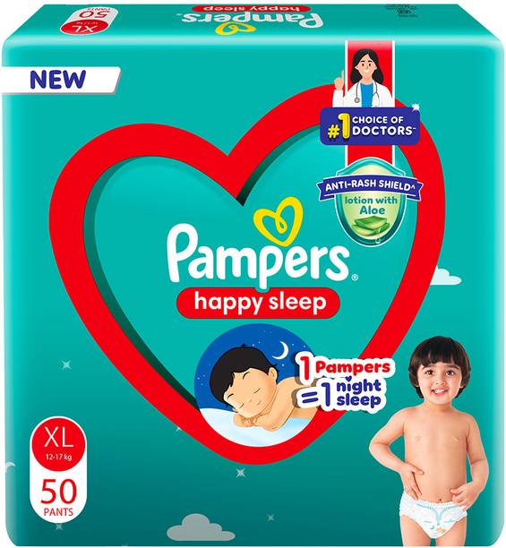 Pampers Happy Sleep Pant Style Baby Diapers, X-Large (XL), 50 Count Pant Diapers - XL
