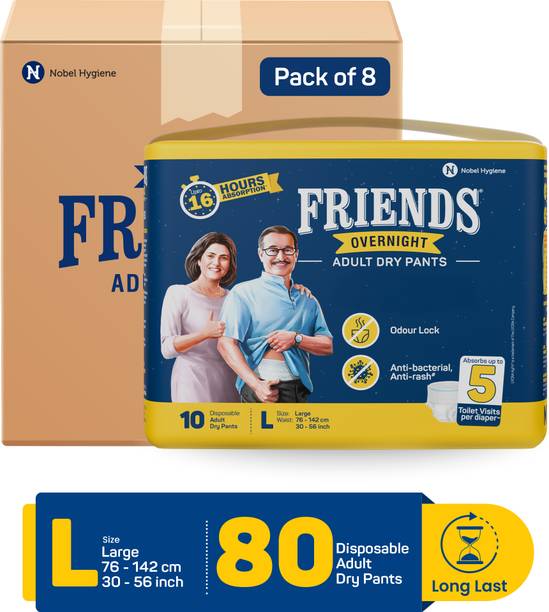 FRIENDS Overnight with odour lock and Anti-Bacterial Absorbent Core Adult Pant Diapers - L