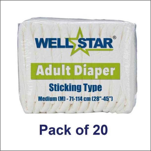 Wellstar Adult Diapers (Medium) - Pack of 20 Pieces Adult Diapers - M