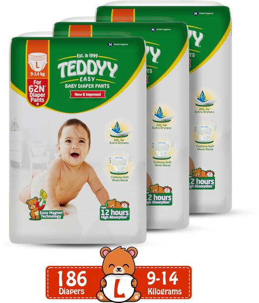 TEDDYY Easy Diaper Pants with Rash Protection and 3x Faster absorption Technology Pant Diapers - L