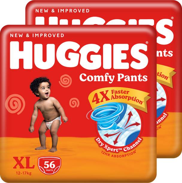 Huggies Comfy Baby Diaper Pants, Upto 50% Faster Absorption (56 X 2) - XL