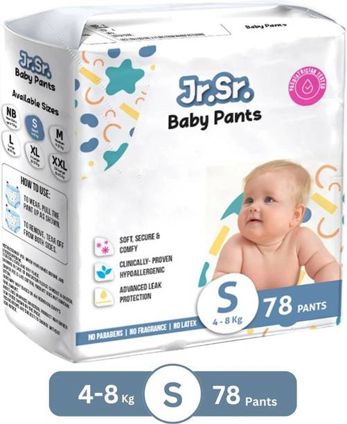 Jr. Sr. Baby Diaper Pants with Advanced Leak Protection | Soft & Comfortable | Pack of 1 - S
