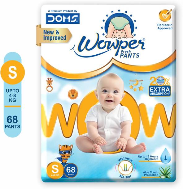 Wowper Fresh Baby Diapers Pants by Doms| Wetness Indicator|Upto 12Hrs Absorb | 4-8 Kg - S