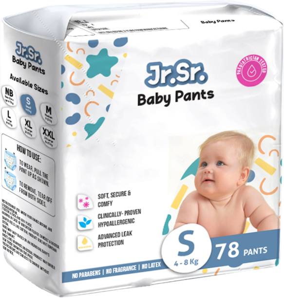 Jr. Sr. baby diaper| Small | 4-8 Kg | 78 Counts | Pack of 1 - S