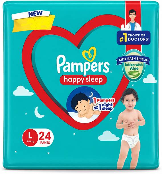 Pampers Happy Sleep Pant Style Baby Diaper, 1 Night Sleep with Anti Rash Shield Pant Diapers - L