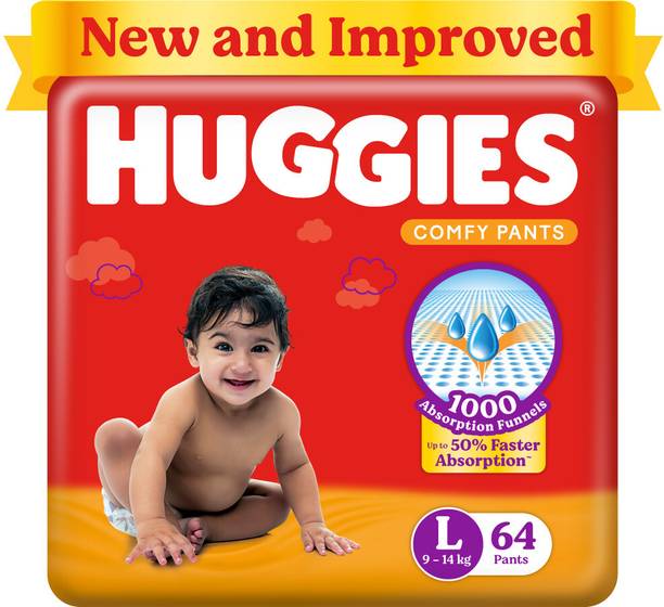 Huggies Comfy Baby Diaper Pants, Upto 50% Faster Absorption - L