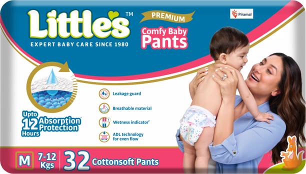 Little's Comfy Baby Pants Diapers with Wetness Indicator and 12 hours Absorption | Medium - M