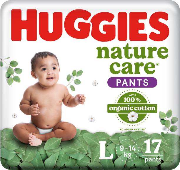 Huggies Nature Care Premium Baby Diaper Pants Made with 100% Organic Cotton , (9-14 Kg) - L