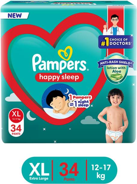 Pampers Happy Sleep Pant Style Baby Diaper, 1 Night Sleep with Anti Rash Shield - XL