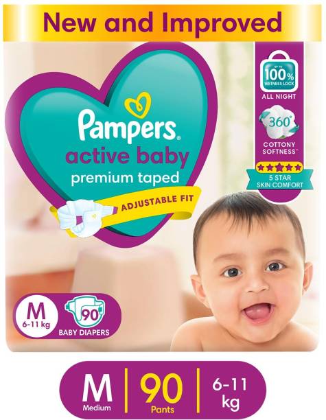Pampers Active Baby Taped Diapers with Adjustable Fit - M