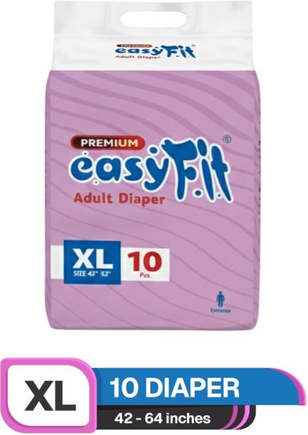 easyFit Adult Diaper Tape Style | Waist 42-62 inch| Unisex |Leak Proof|Wetness Indicator - XL