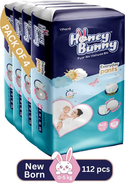 HONEY BUNNY Baby Diaper Pants with bubble top sheet| Extra Soft | 12 Hour protection - New Born