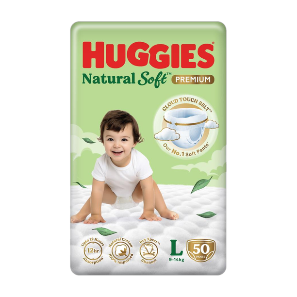 Huggies Natural Soft Premium Baby, Cloud Softness All Over, Large - L