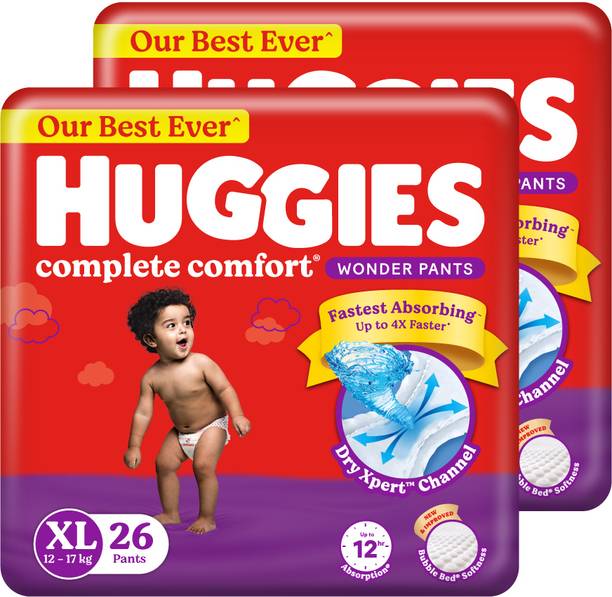 Huggies Complete Comfort Wonder Pants| India's Fastest Absorbing Diaper |XL 26 X 2 |52 - XL