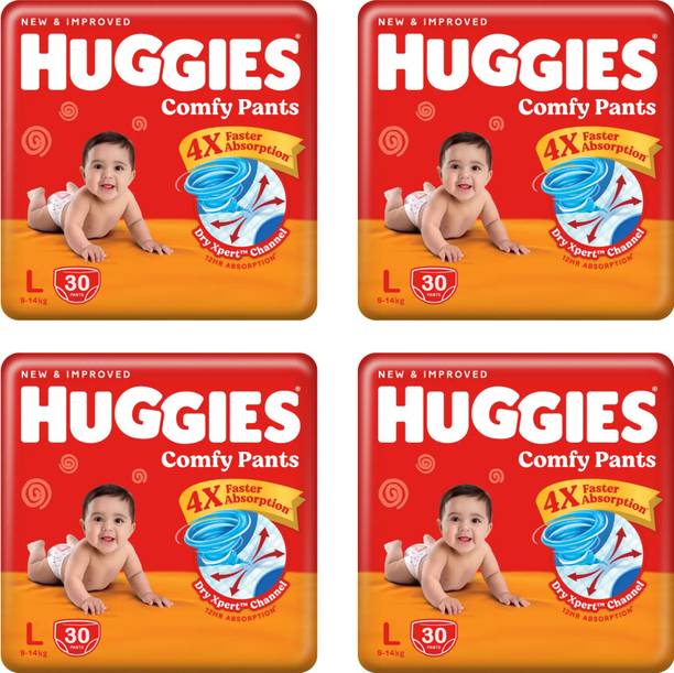 Huggies Wonder Pants complete comfort Large Size L-30 (pack of 4) - L (120 Pieces) - L