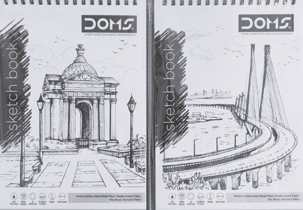 DOMS A5 WIRO SKETCH PAD | SET OF 2 | 21cm x 14.8cm | 150 gsm NATURAL SHADE PAPER | Sketch Pad